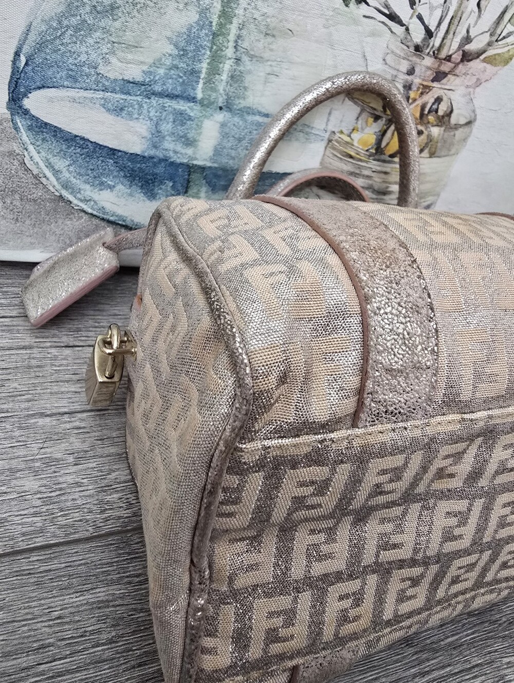 Fendi Pink & Silver FF Logo Mini Satchel Boston Bag - Picture 13 of 13